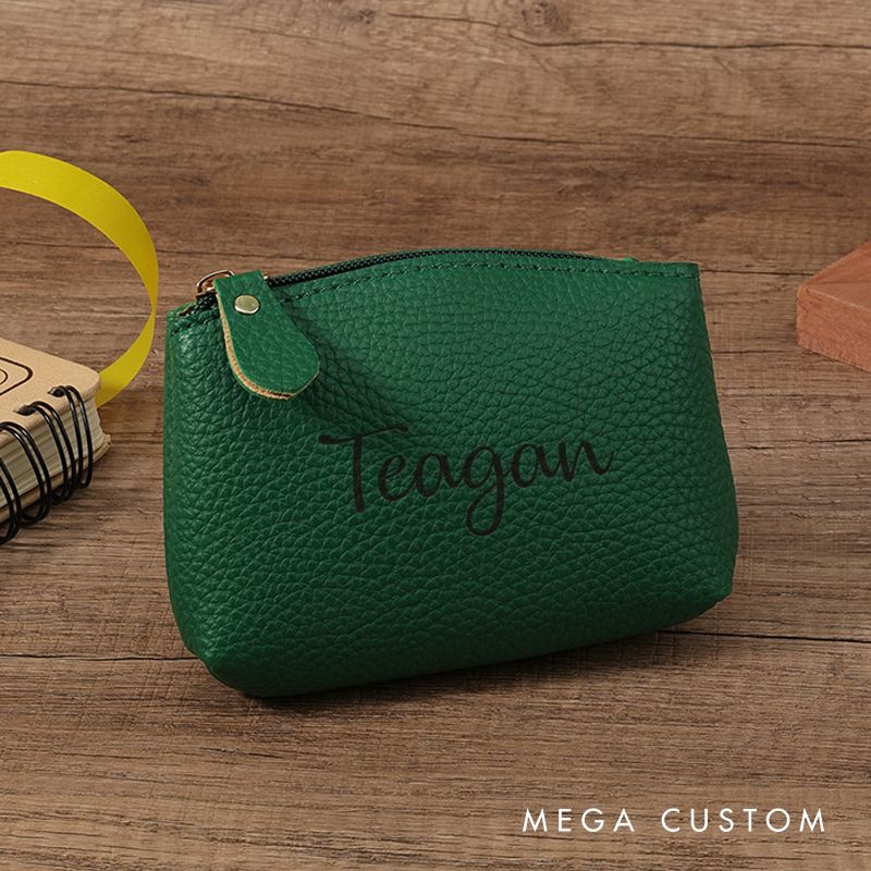 Personalized Leather Coin Purse Custom Leather Coin Purse Change Purse Small zipper wallet Makeup Pouch Travel Pouch