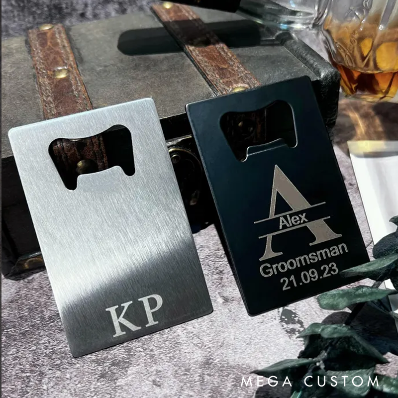 Personalized Card Bottle Opener Custom Bottle opener for Him Engraved Credit Card Bottle Opener Bar gifts Metal bottle opener Wedding Groomsman