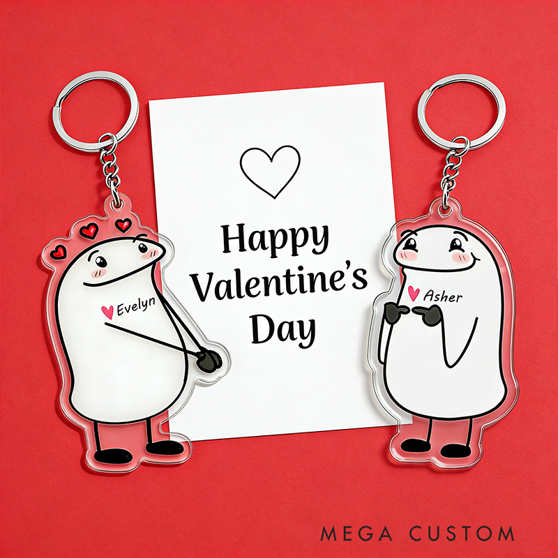 Personalized Sweet Confession Cartoon Keychain Engraved Keychain Playful Gift for Couples Romantic Holiday Gift