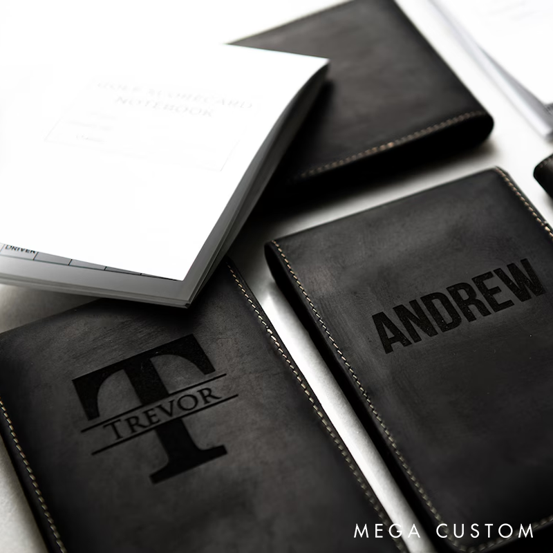 Personalized Golf Scorecard Yardage Book Holder Custom Name Leather Golf Scorecard Holder Golfer Unique Gifts