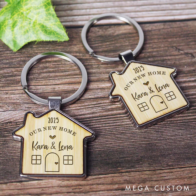 Personalised House Warming Keychain Our New Home Couples Keyring Set of 2 Moving House Gift New Home Key Rings His & Hers Homeowner