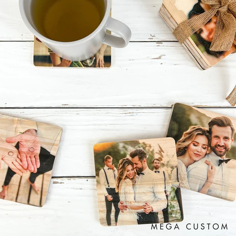 Personalized Photo Coasters Custom Acrylic Drink Coasters Photo Coaster Valentine's Day Gift Birthday Gift Anniversary Gifts