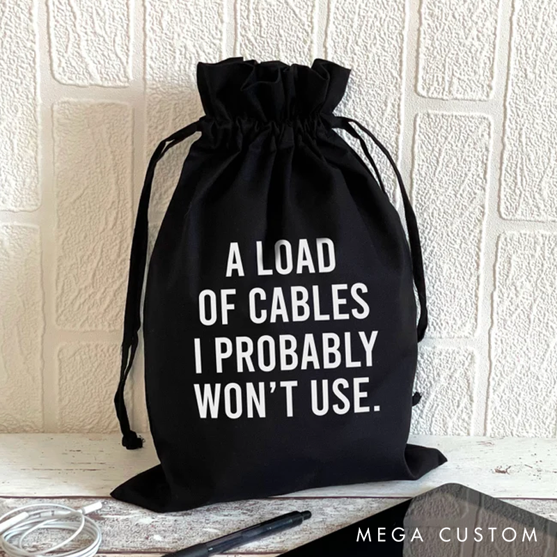 Personalized Cables Drawstring Bag Custom Cable Storage Gift for Him Gift for Dad Men's storage Dad Gift Valentines or Him