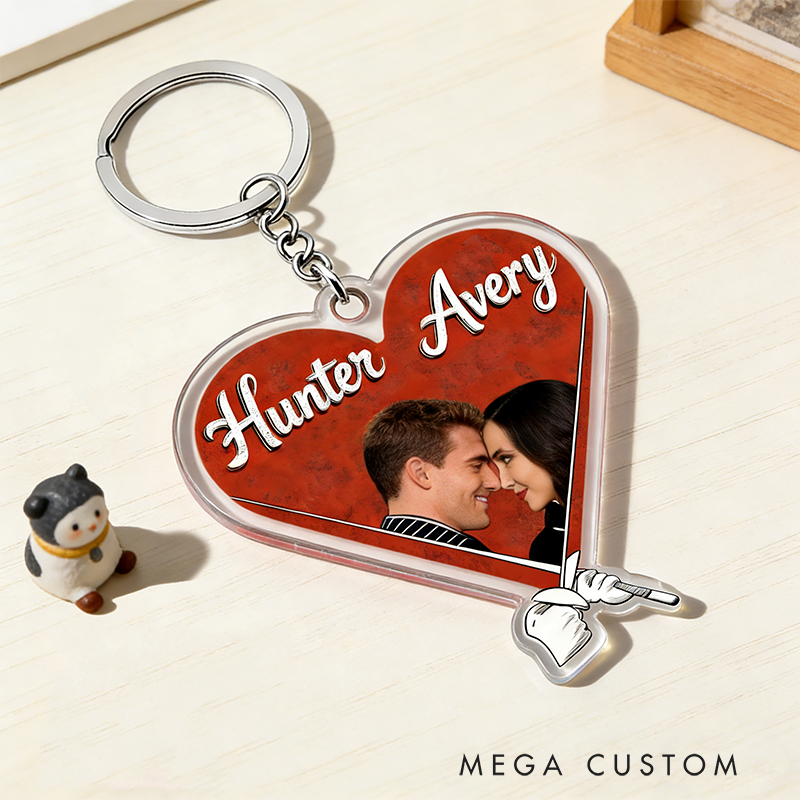 Personalized Love Gaze Keychain Custom Photo Engraved Keychain Cherished Gift for Lovers