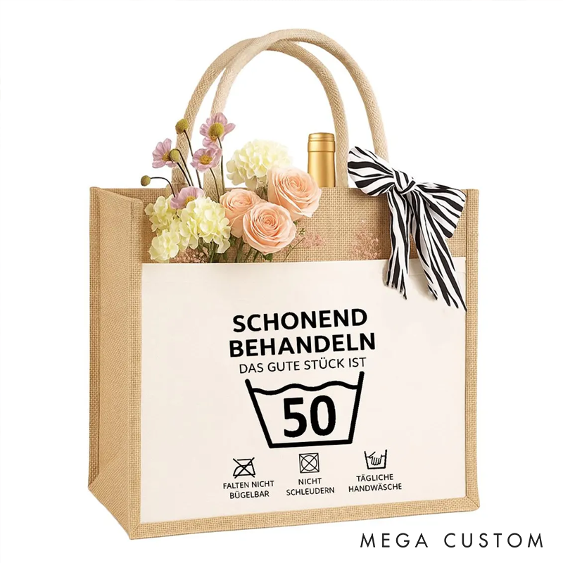 Birthday Jute Bag Birthday Gift Sustainable Gift Bag Shopping Bag for Mom Wife