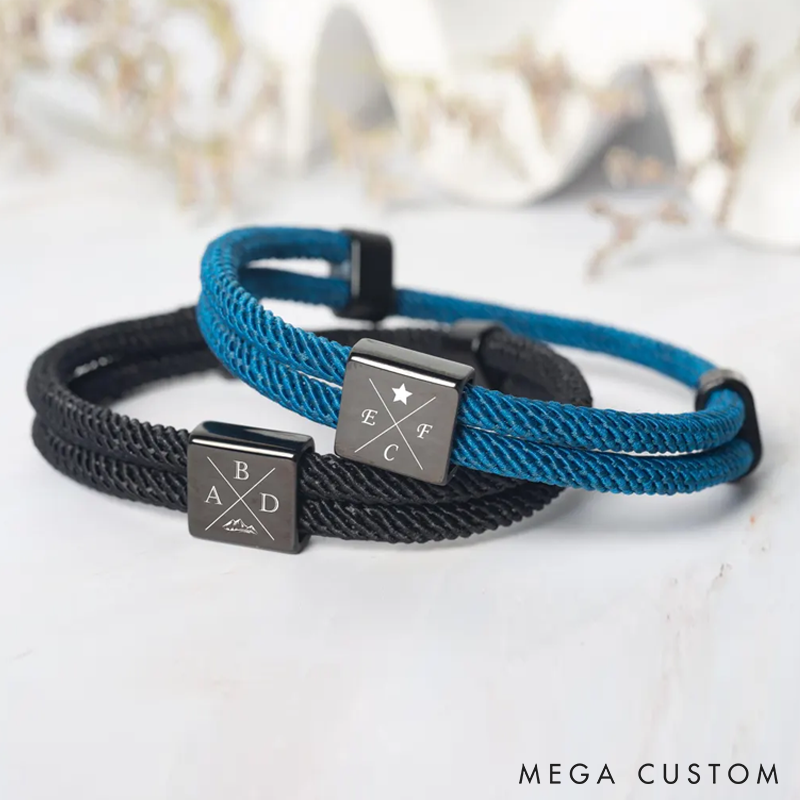 Personalized Bracelet for Him Adjustable Sliding Knot Bracelet Gift For Boyfriend Husband Anniversary Gift Couple Gift 