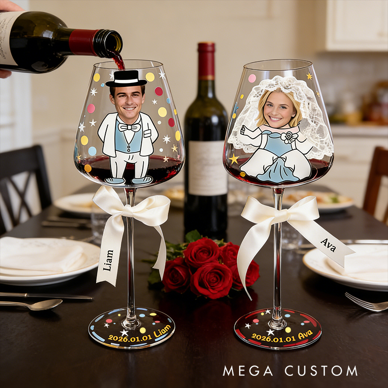 Personalized Joyful Moments Wine Glass Laser Engraved Custom Photo & Text Gift for Lovers Valentine's Keepsake