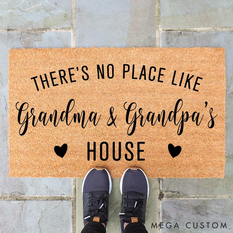 Personalized Gift for Grandparents Custom Grandparent Doormat Gift for Mom There's No Place Like Grandma and Grandpa's House