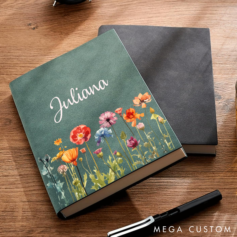 Personalized Wildflower Journal Custom Notebook For Women Hardcover Notebooks Floral Gratitude Journal Gift Wife Mom Girlfriend