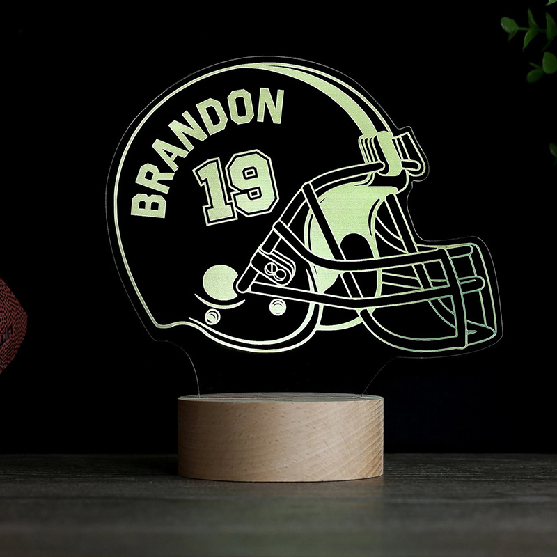 Personalized American Football LED Night Light with Custom Player Name for Kid's Decor Lamp Birthday Gift
