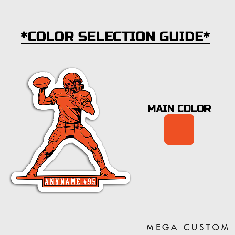 Personalized Quarterback American Football Player Sticker with Custom Name and Number