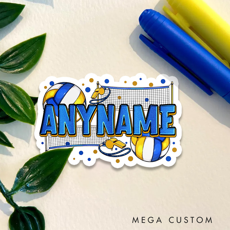 Personalized Volleyball Design Sticker with Custom Player Name for Sports Sticker
