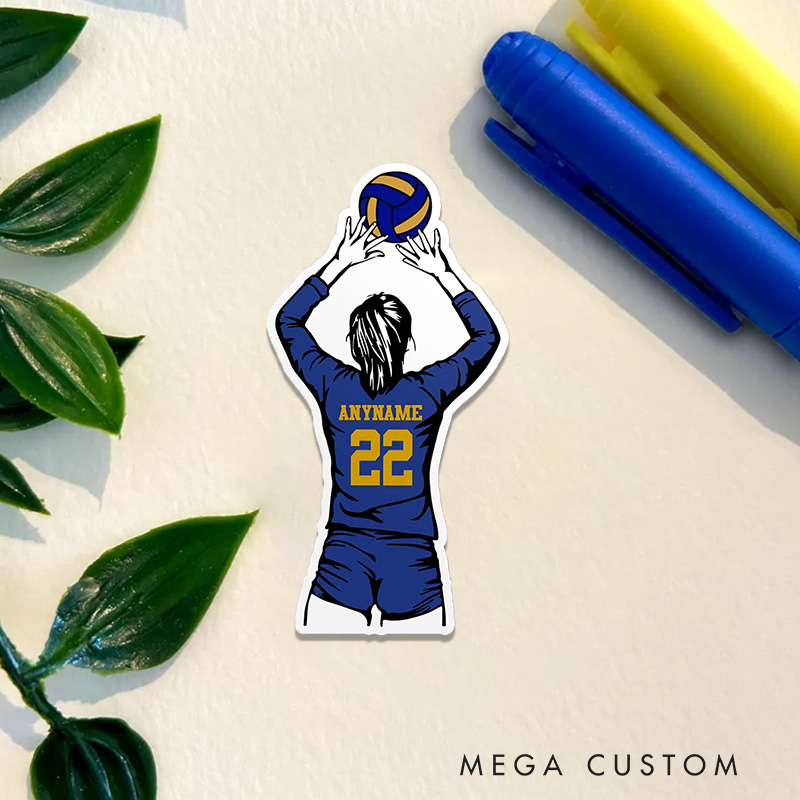 Personalized Volleyball Team Spirit Sticker, Custom Player Name, Number, and Striking Design for Athletes and Fans