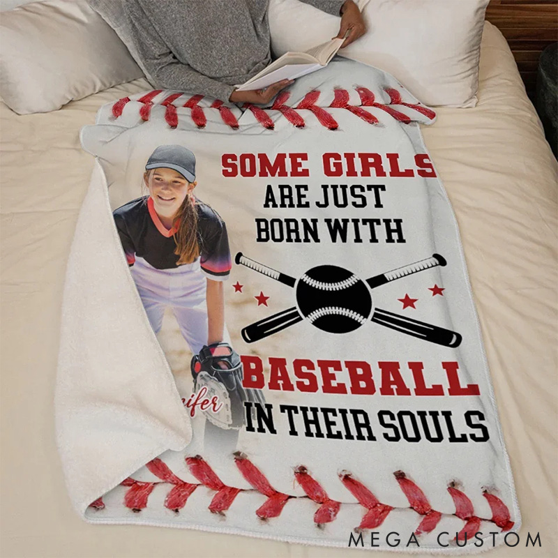 Personalized Baseball Themed Custom Photo Sherpa Blanket with Name and Inspirational Quote