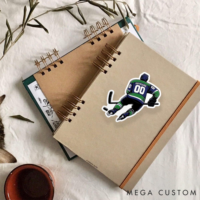Personalized Hockey Sticker with Custom Player Name And Number