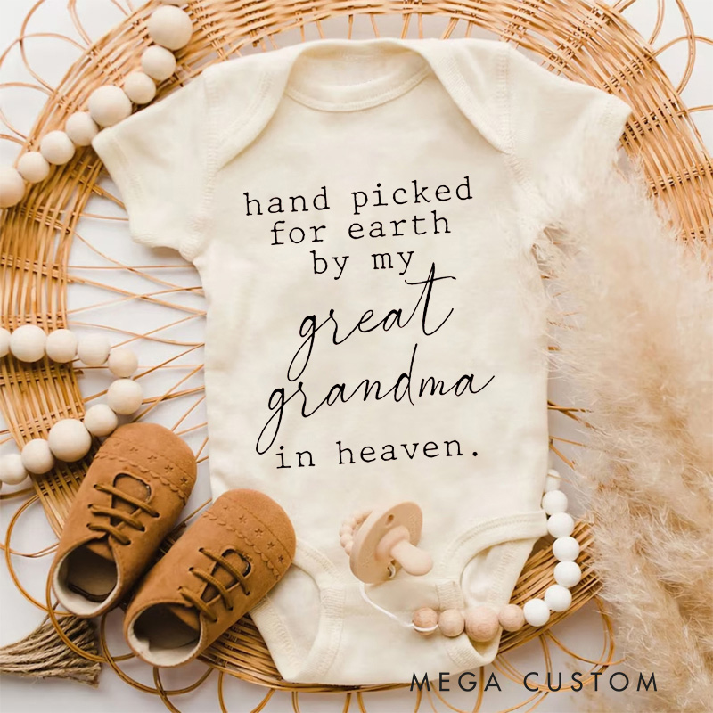 Personalized Handpicked for Earth Onesie Custom Heaven Sent Baby Bodysuit in Heaven Onesie Baby Onesie Announcement Onesie Baby Shower Gift New Baby