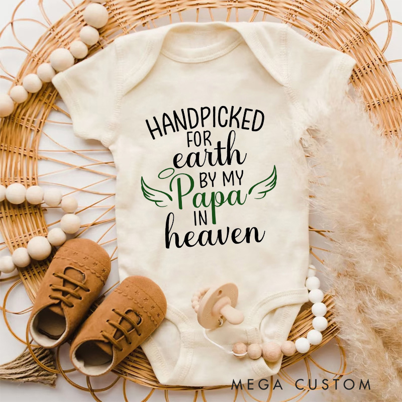 Personalized Handpicked for Earth Onesie in Heaven Onesie Bodysuit Baby Announcement Onesie Baby Shower Gift Heaven Sent Onesie New Baby Gift