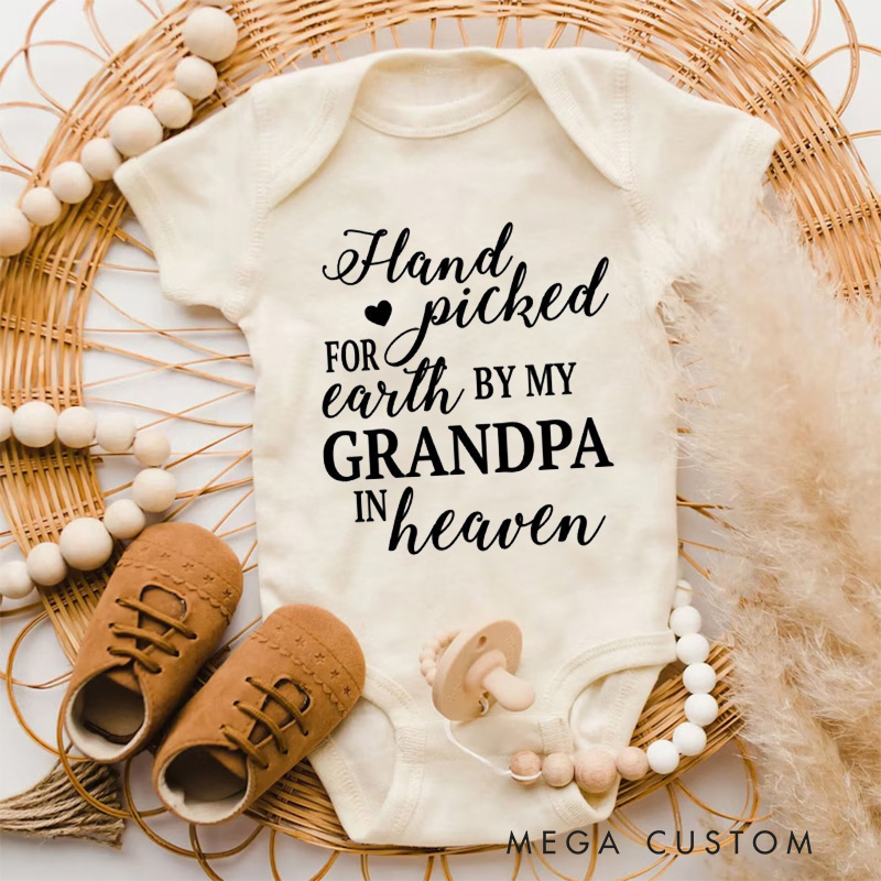 Personalized Handpicked for Earth by My Custom in Heaven Onesie Baby Bodysuit Announcement Onesie Baby Shower Gift Heaven Sent Onesie New Baby Gift