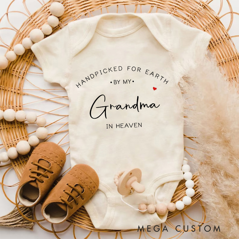 Personalized Handpicked for Earth Onesie Grandma Grandpa in Heaven Bodysuit Announcement Baby Onesie Baby Shower Gift Heaven Sent Onesie New Baby Gift