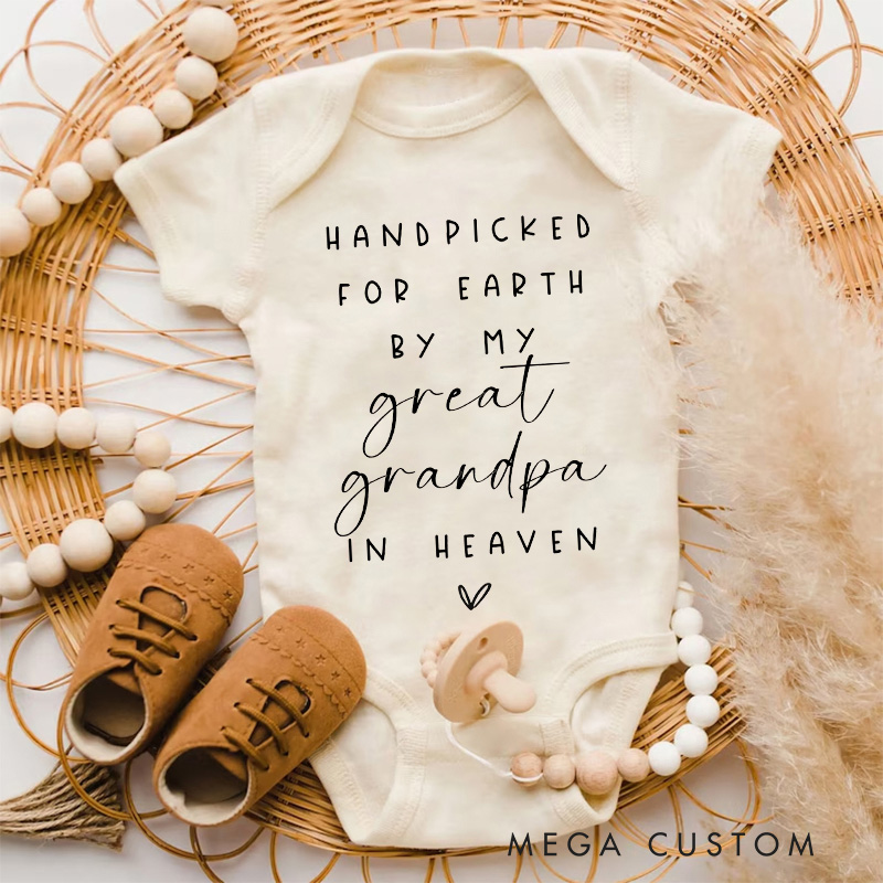 Personalized Handpicked For Earth Onesie Grandma Grandpa In Heaven Bodysuit Baby Announcement Onesie Baby Shower Gift Heaven Sent Onesie New Baby Gift