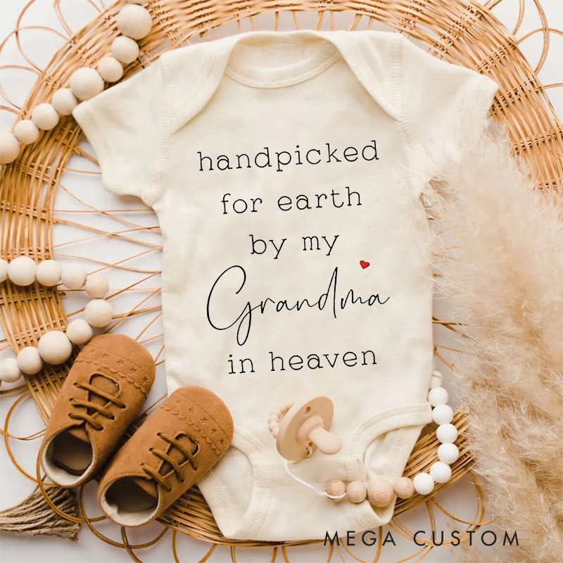 Personalized Baby Onesie Handpicked for Earth Onesie in Heaven Bodysuit Custom Heaven Sent Onesie Announcement Onesie Baby Shower Gift New Baby