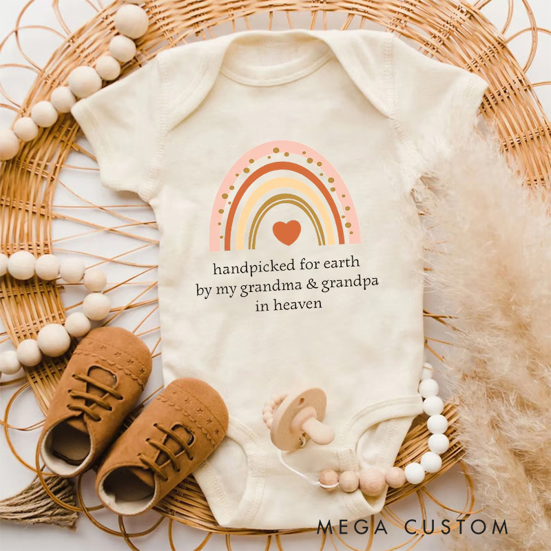 Personalized Onesie Handpicked for Earth by My Grandma and Grandpa in Heaven Custom Bodysuit Heaven Sent Onesie Baby Announcement Baby Shower Gifts
