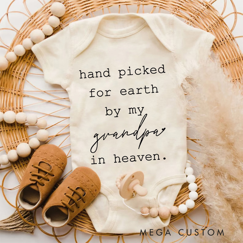 Personalized Baby Onesie Handpicked for Earth Onesie Custom Heaven Sent Onesie in Heaven Bodysuit Announcement Onesie Baby Shower Gift New Baby
