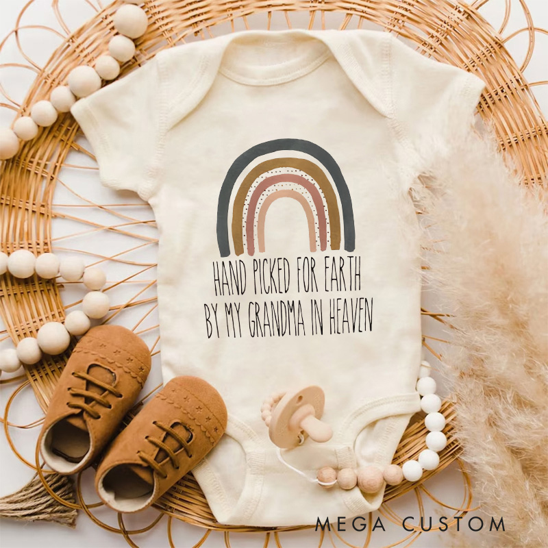 Personalized Handpicked for Earth Onesie Custom Heaven Sent Bodysuit in Heaven Onesie Announcement Onesie Baby Shower Gift New Baby