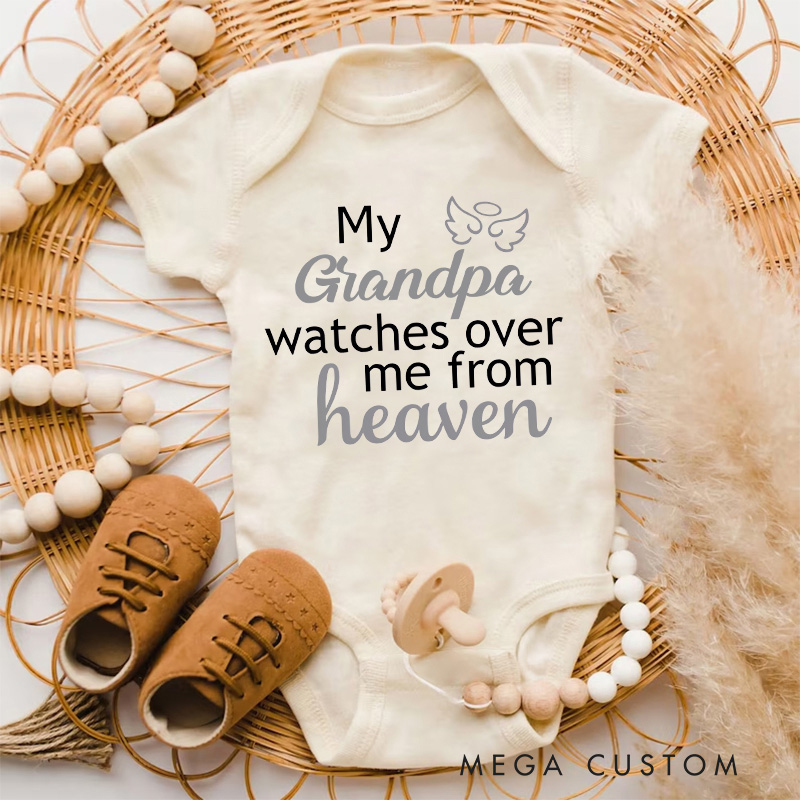 Personalized My Custom Name Watches over Me from Heaven Onesie Baby Bodysuit Heaven Sent Onesie Toddler Shirt Infant Shirt Custom Baby Shower Gift