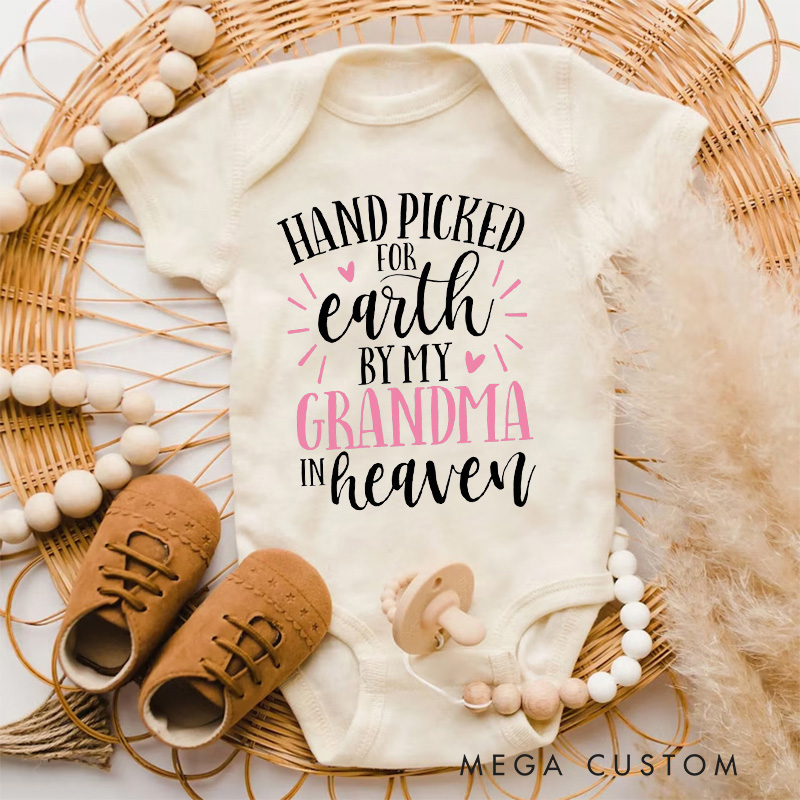 Personalized Hand Picked for Earth Onesie in Heaven Onesie Custom Heaven Sent Onesie Baby Announcement Bodysuit Baby Shower Gift In Memory of Bodysuit