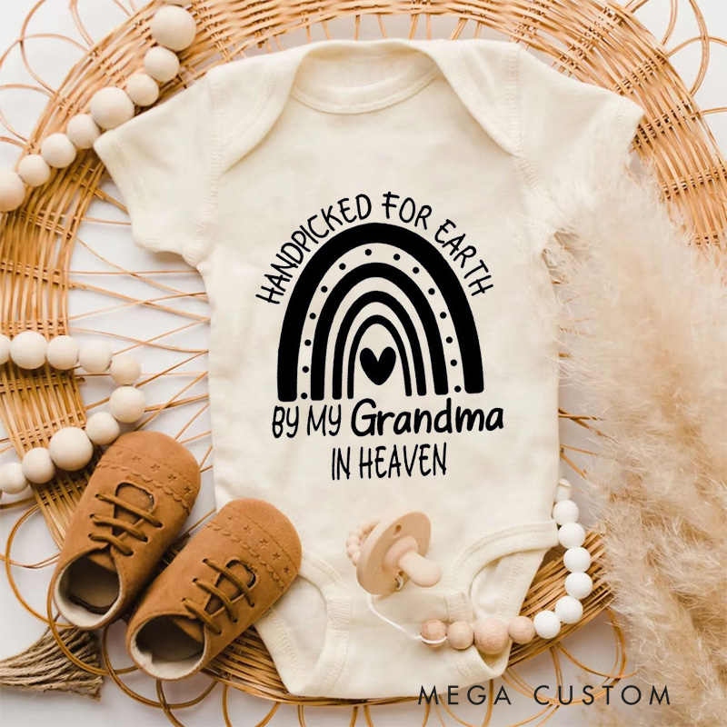 Personalized Handpicked for Earth Onesie Heaven Sent Bodysuit in Heaven Onesie Baby Announcement Onesie New Baby Gift Baby Shower Gift