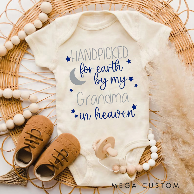 Personalized Handpicked for Earth by My Custom Name in Heaven Onesie Heaven Sent Onesie Bodysuit Baby Shower Gift Guardian Angel Baby Clothes New Baby