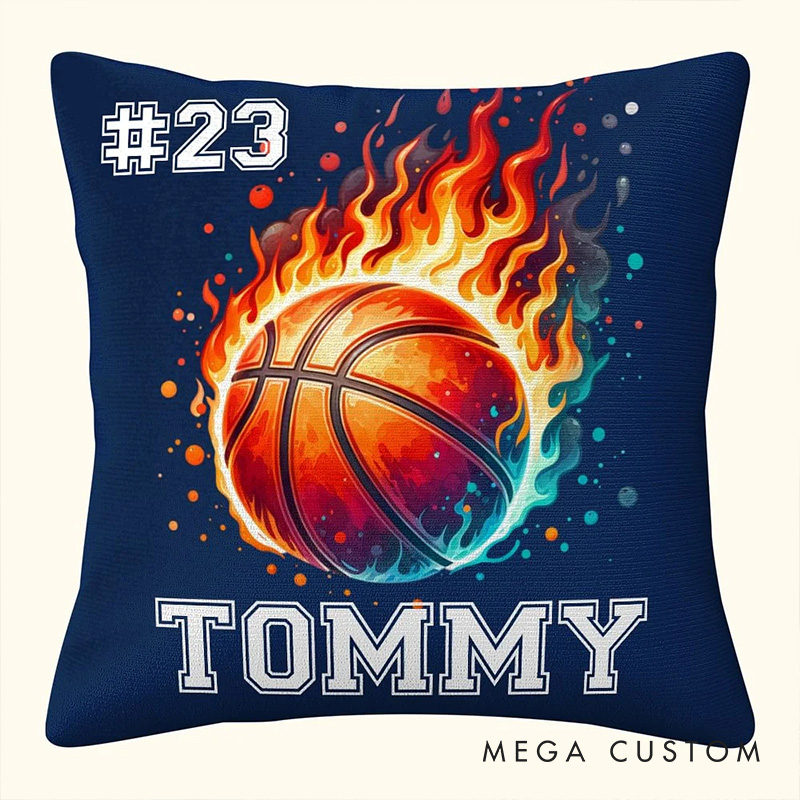 Personalized Sports Ball Design Soft Throw Pillow with Custom Player Name and Number