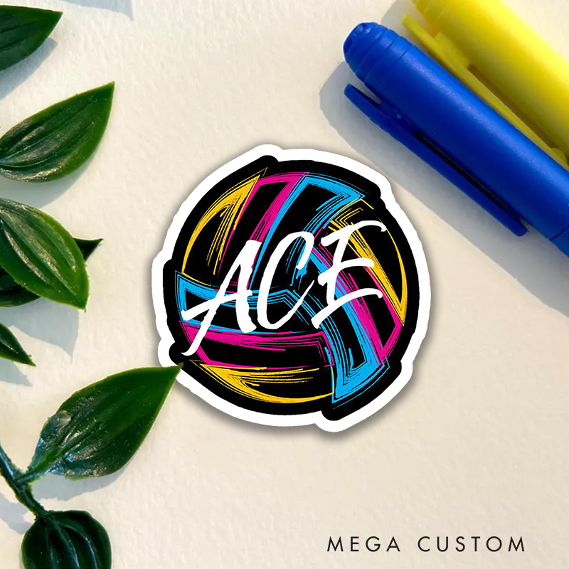 Personalized Volleyball Vibrant Design Sticker with Custom Text for Sports Sticker