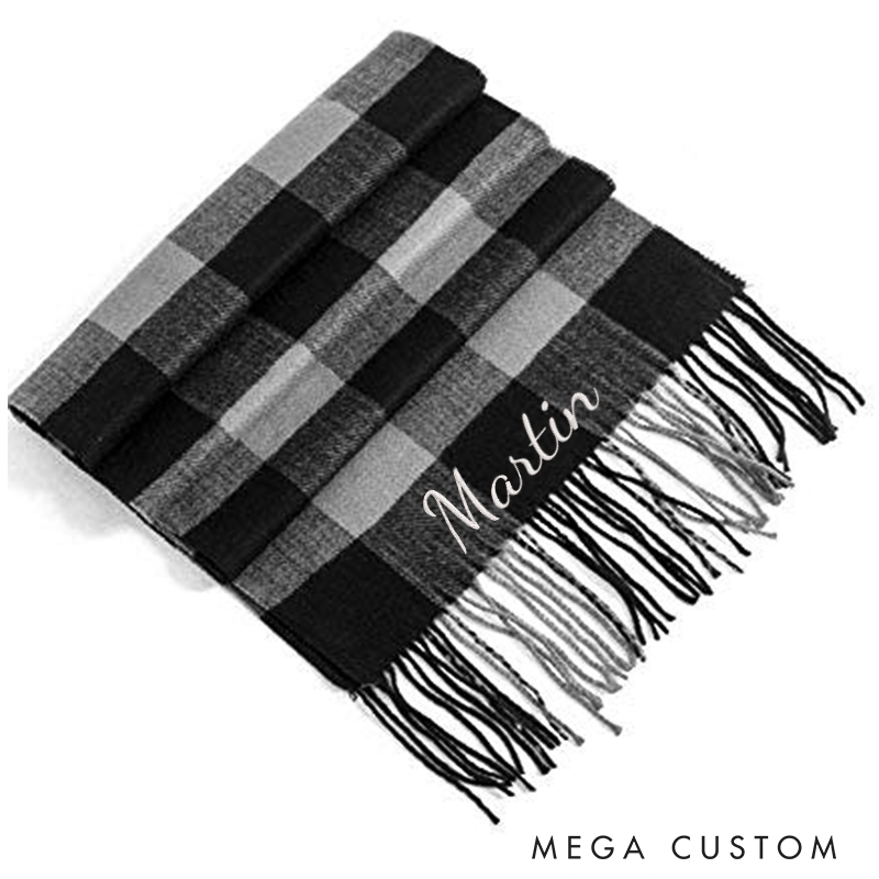 Personalised Name Embroidered Scarf for Men Custom Monogram Scarf Winter Long Scarves Gifts for Boyfriend Dad Husband