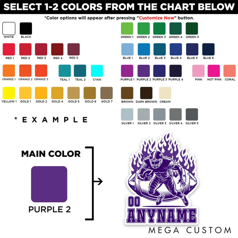 Personalized American Football Sticker, Customize with Player Name and Number for Fans