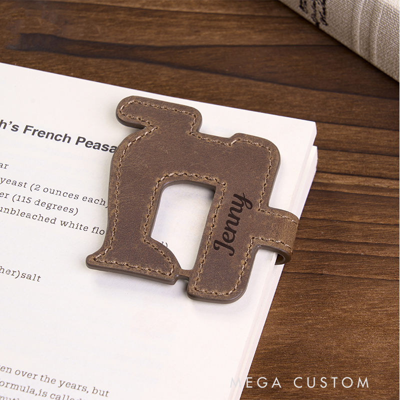 Personalized Leather Bookmark Sewing Machine Shaped Bookmark Magnetic Bookmark Custom Name Engraved Page Marker Perfect Gift for Sewers and Crafters Unique Handmade Leather Accessory