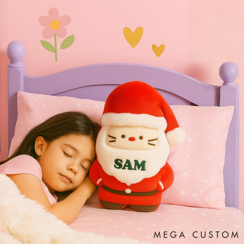 Personalized Santa Plush Pillow, Custom Name Christmas Cushion, Soft Stuffed Holiday Toy for Kids and Family, Cozy Festive Gift and Bedroom Decor
