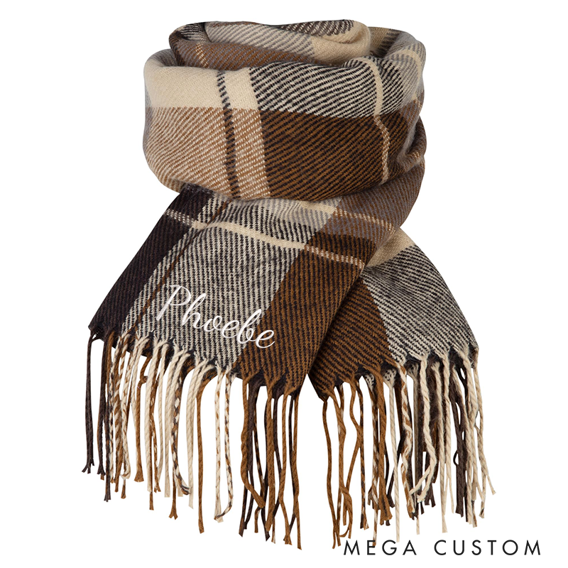 Personalised Name Embroidered Scarf for Men Custom Monogram Scarf Winter Long Scarves Gifts for Boyfriend Dad Husband