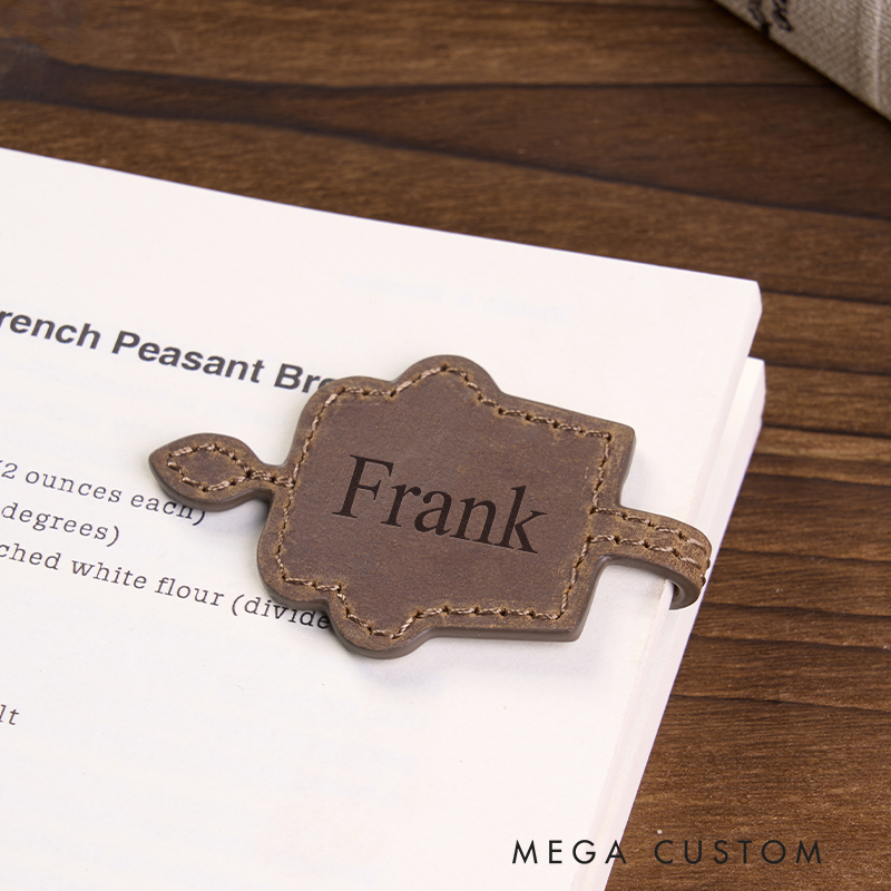 Personalized Leather Bookmark Cake Shaped Bookmark Magnetic Bookmark Custom Name Engraved Page Marker Sweet Gift for Bakers and Book Lovers Unique Handmade Leather Accessory 