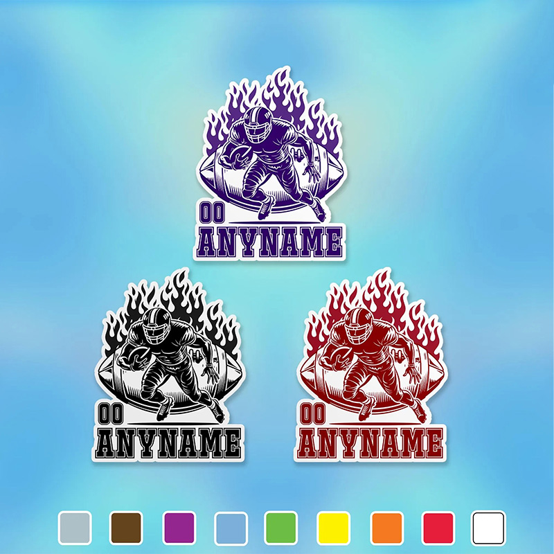 Personalized American Football Sticker, Customize with Player Name and Number for Fans
