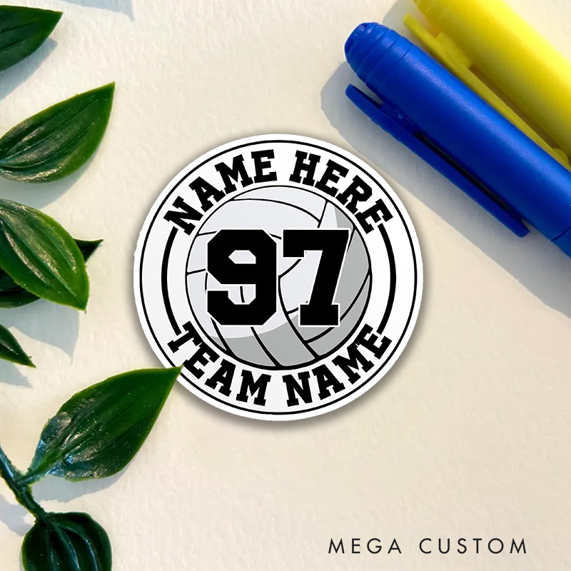 Personalized Volleyball 3D Sticker with Custom Team Name, Player Name and Number for Game Day