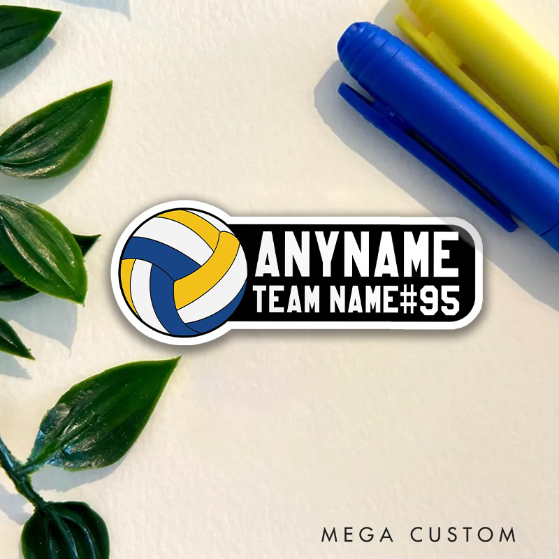 Personalized Volleyball Sticker Name Custom Team Name, Player Name and Nmuber for Bold Ball Design