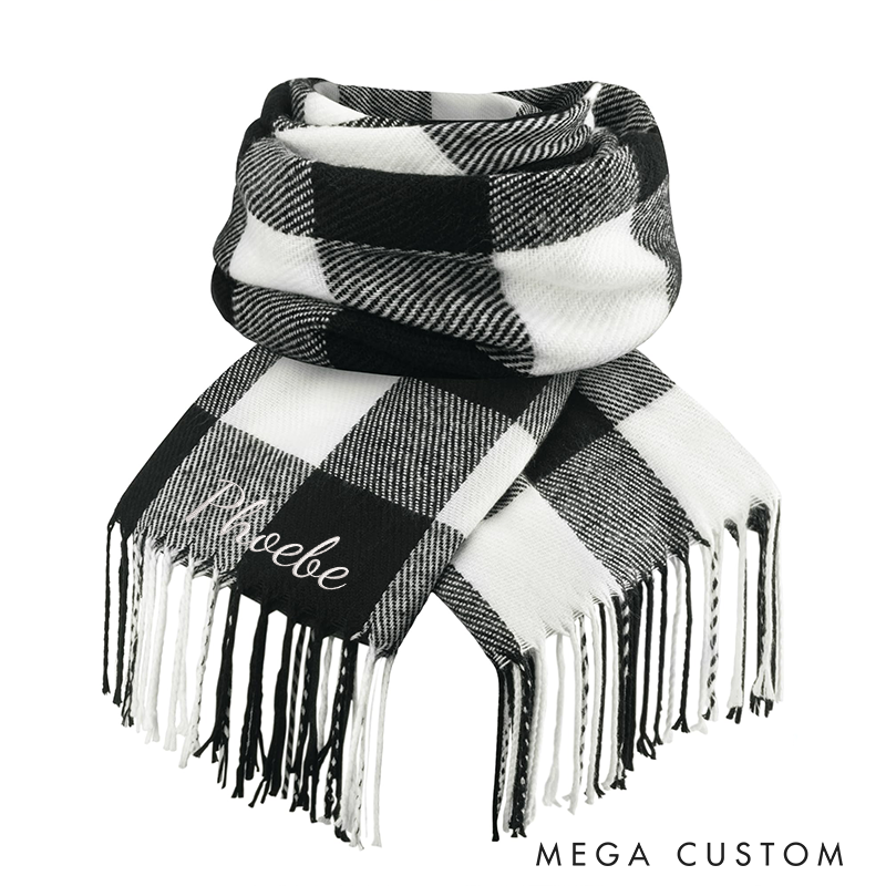 Personalised Name Embroidered Scarf for Men Custom Monogram Scarf Winter Long Scarves Gifts for Boyfriend Dad Husband