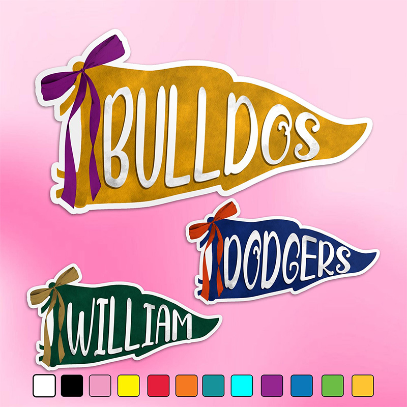 Personalized Spirit Pennant Sticker with Custom Team Name and Colors for Player