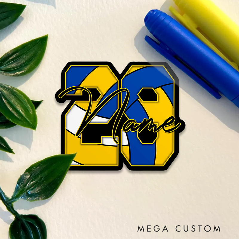 Personalized Volleyball Sticker, Custom Name and Vibrant Design for Players and Fans