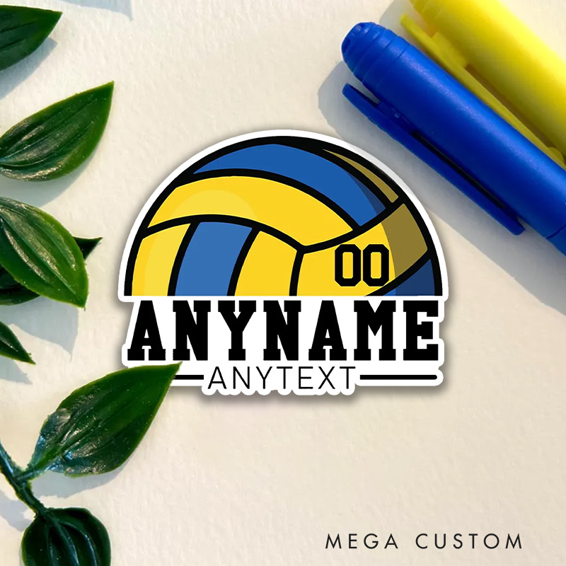 Personalized Volleyball Sticker with Custom Player Name, Jersey Number and Text