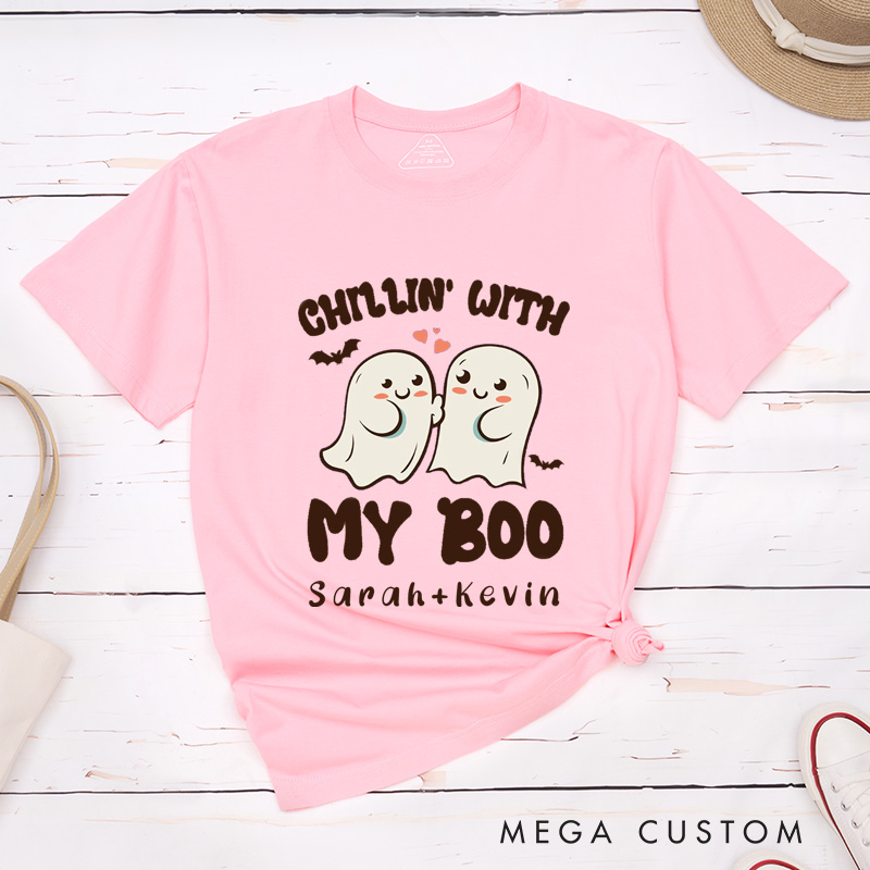 Personalized Chillin with My Boo Couple Matching T-Shirt Halloween Shirt For Him and Her