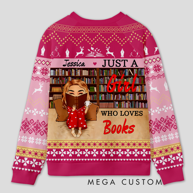 Personalized Reading Enjoyment Bookworm Ugly Sweater Festive Gift for Book Lovers