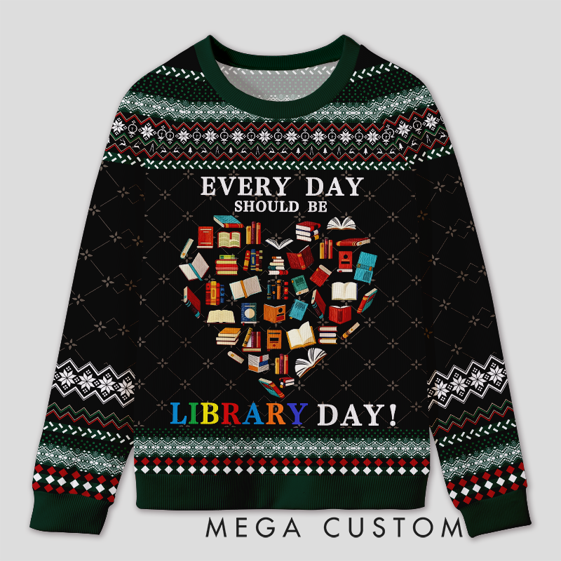 Personalized Library Day Celebration Ugly Sweater Office Holiday Party Gift for Librarians